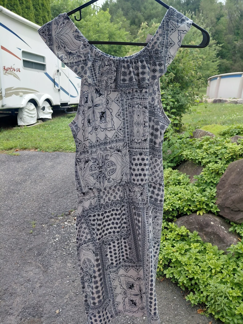 Children's Place White and Black Bandana-Print Maxi Dress